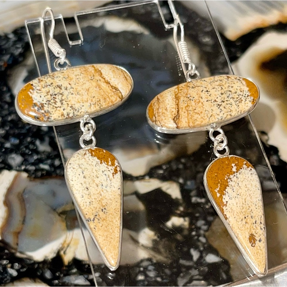 Picture Jasper Earrings 2 1/2”